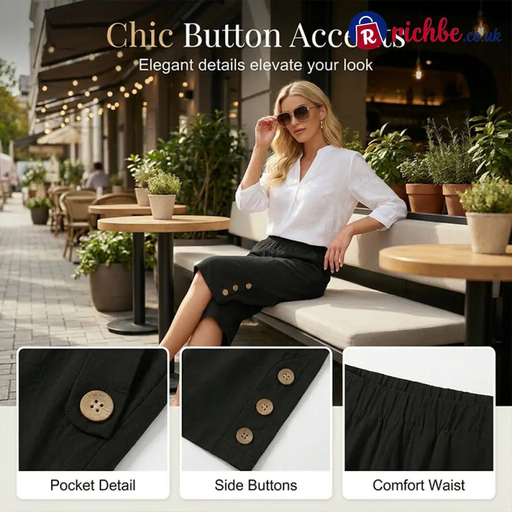 ✨ Women’s Elastic Waist Capri Pants – Comfort Fit Casual Easy Pull-On 🌿 - Clothing & Accessories