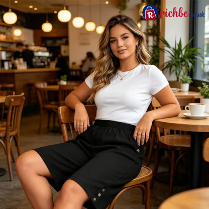 ✨ Women’s Elastic Waist Capri Pants – Comfort Fit Casual Easy Pull-On 🌿 - Clothing & Accessories