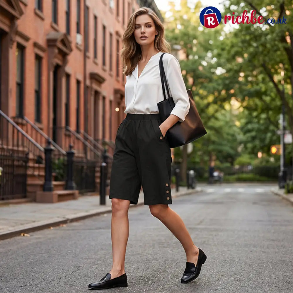 ✨ Women’s Elastic Waist Capri Pants – Comfort Fit Casual Easy Pull-On 🌿 - Clothing & Accessories