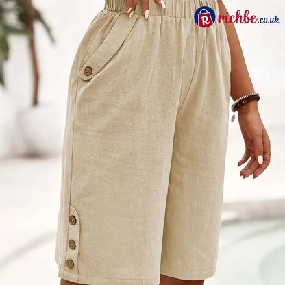 ✨ Women’s Elastic Waist Capri Pants – Comfort Fit Casual Easy Pull-On 🌿 - Khaki / S - Clothing & Accessories