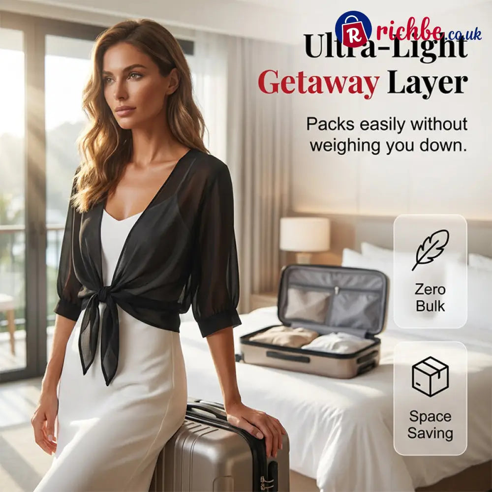 Women’s Elegant Chiffon Tie-Front Cropped Top - Clothing & Accessories