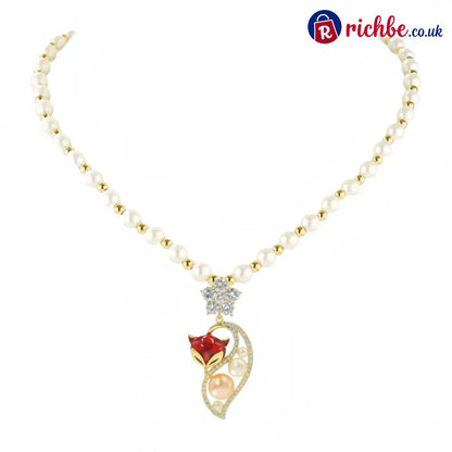 💎Women’s Elegant Faux Pearl Necklace 🦊 - BUY 1 / Red Faux - Clothing & Accessories