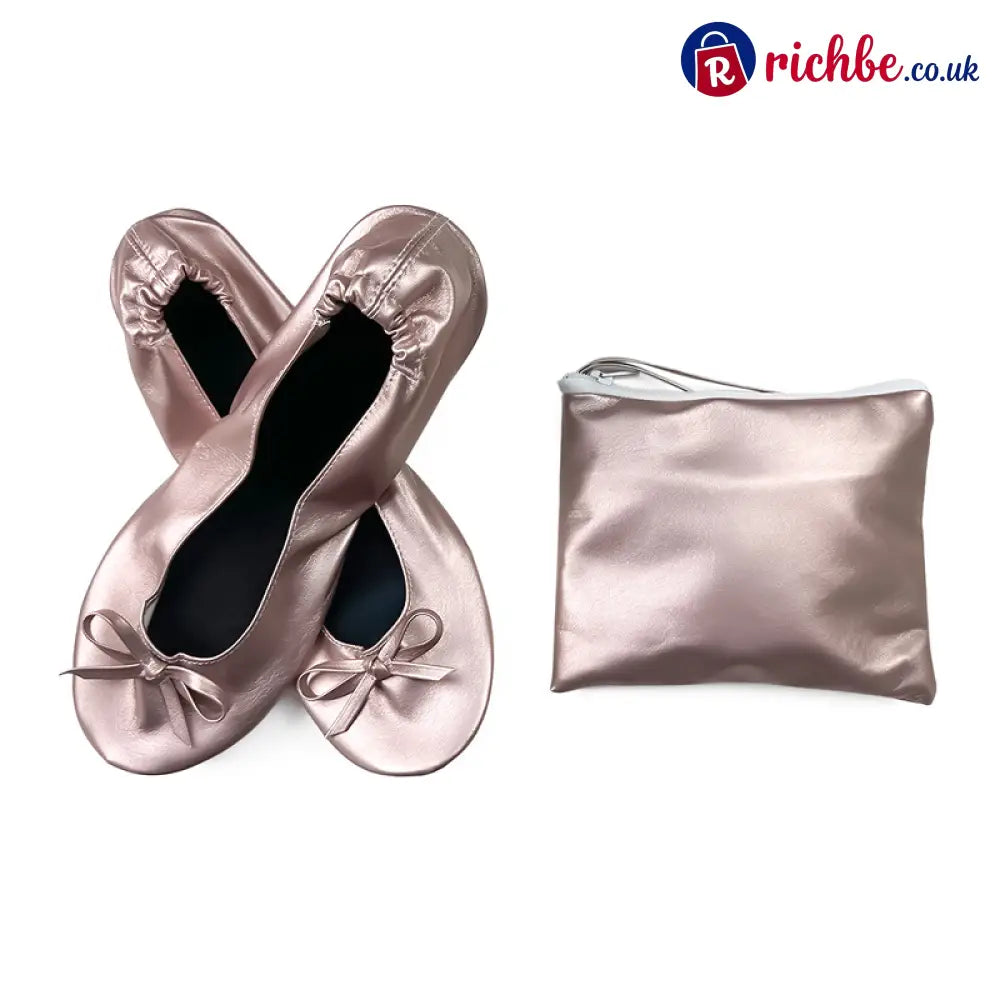 Women’s Elegant Foldable Ballet Flats 💕 - Pink / S (UK 3-4) - Clothing & Accessories