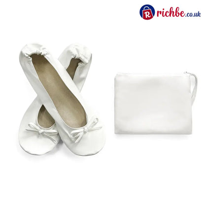 Women’s Elegant Foldable Ballet Flats 💕 - White / S (UK 3-4) - Clothing & Accessories