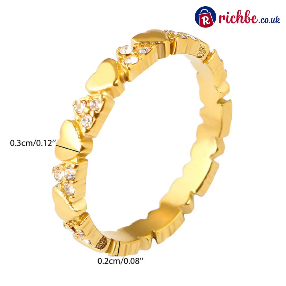 Women’s Elegant Heart Eternity Ring – Micro-Paved Zircons Stainless Steel Stackable ✨ - Clothing & Accessories