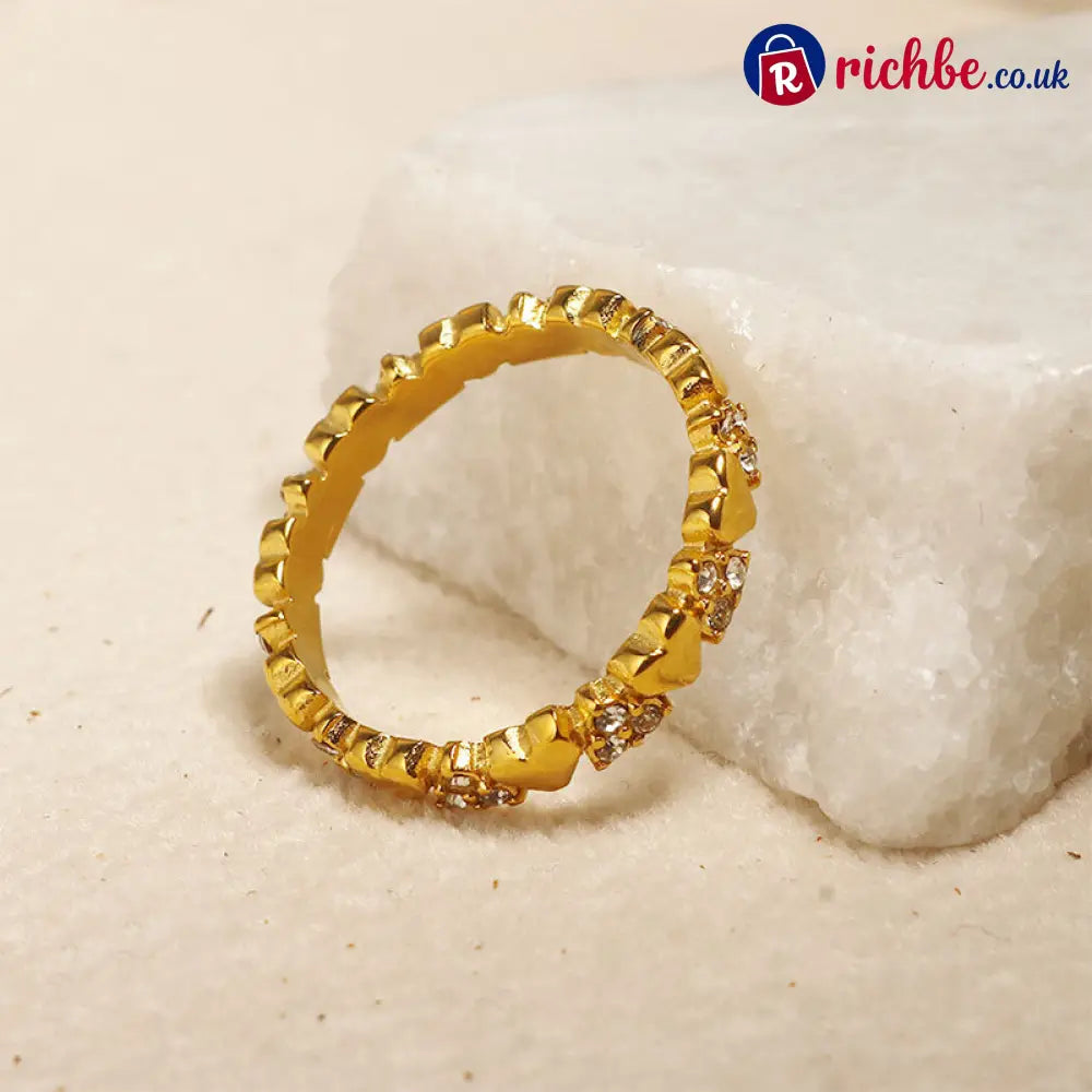 Women’s Elegant Heart Eternity Ring – Micro-Paved Zircons Stainless Steel Stackable ✨ - Clothing & Accessories