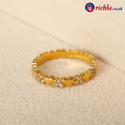 Women’s Elegant Heart Eternity Ring – Micro-Paved Zircons Stainless Steel Stackable ✨ - Clothing & Accessories