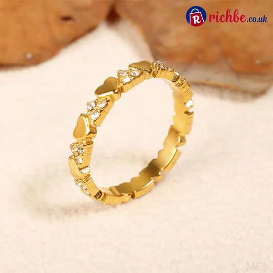 Women’s Elegant Heart Eternity Ring – Micro-Paved Zircons Stainless Steel Stackable ✨ - Clothing & Accessories