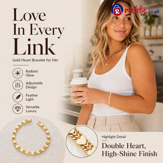 🌸 🌸Women’s Elegant Heart Link Bracelet - Clothing & Accessories