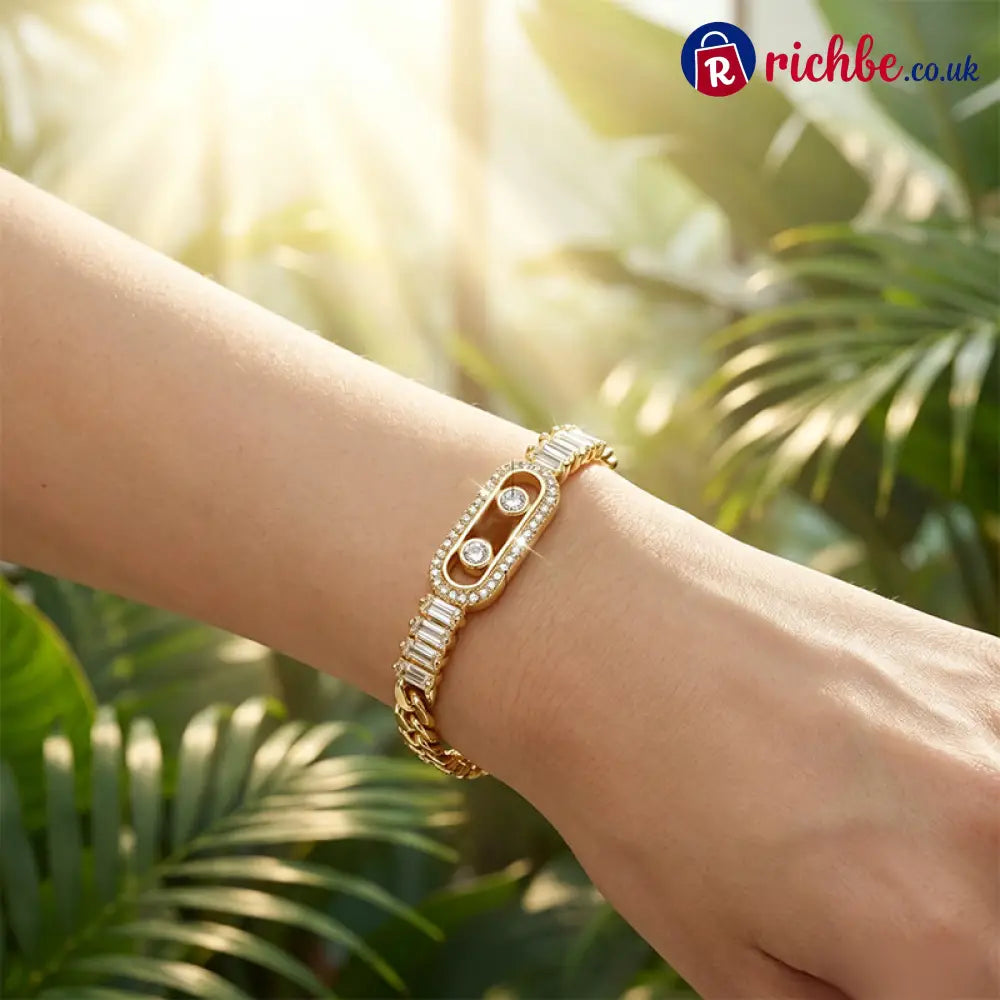 ⏳✨Women’s Gold-Tone Cubic Zirconia Chain Bracelet💎📿 - Hot Products