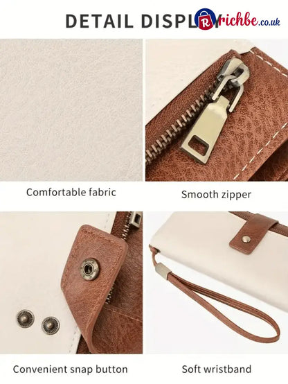 Women’s long wallet stylish clutch elegant solid color RFID blocking leather wallet👛