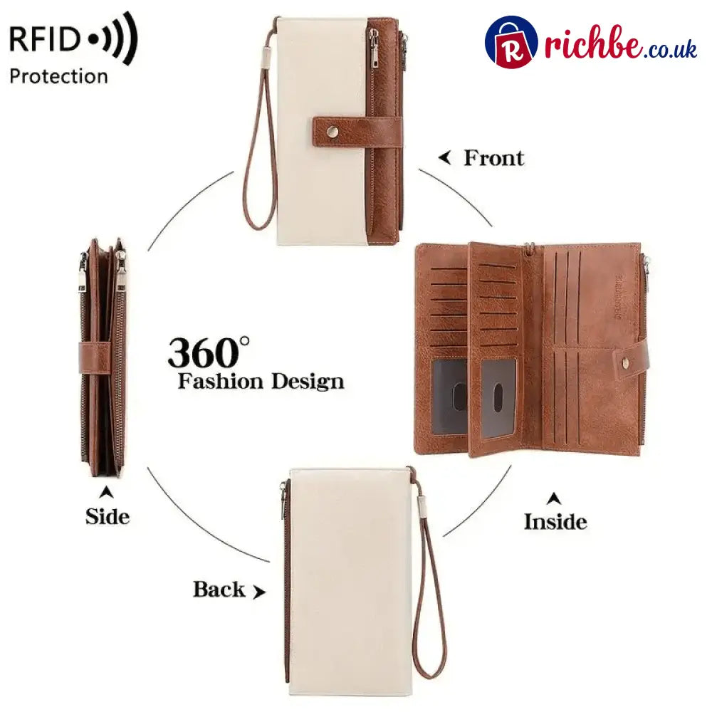 Women’s long wallet stylish clutch elegant solid color RFID blocking leather wallet👛