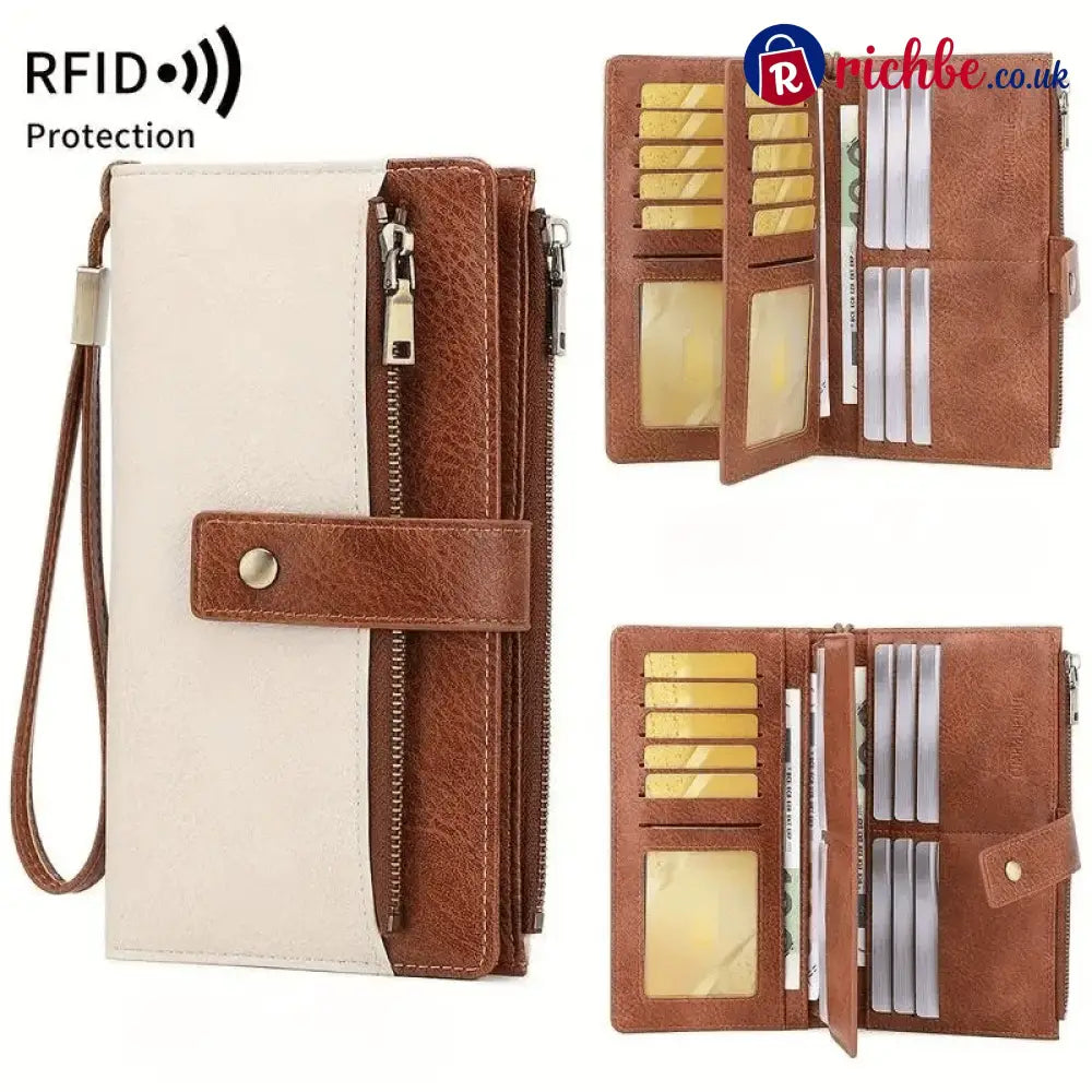 Women’s long wallet stylish clutch elegant solid color RFID blocking leather wallet👛