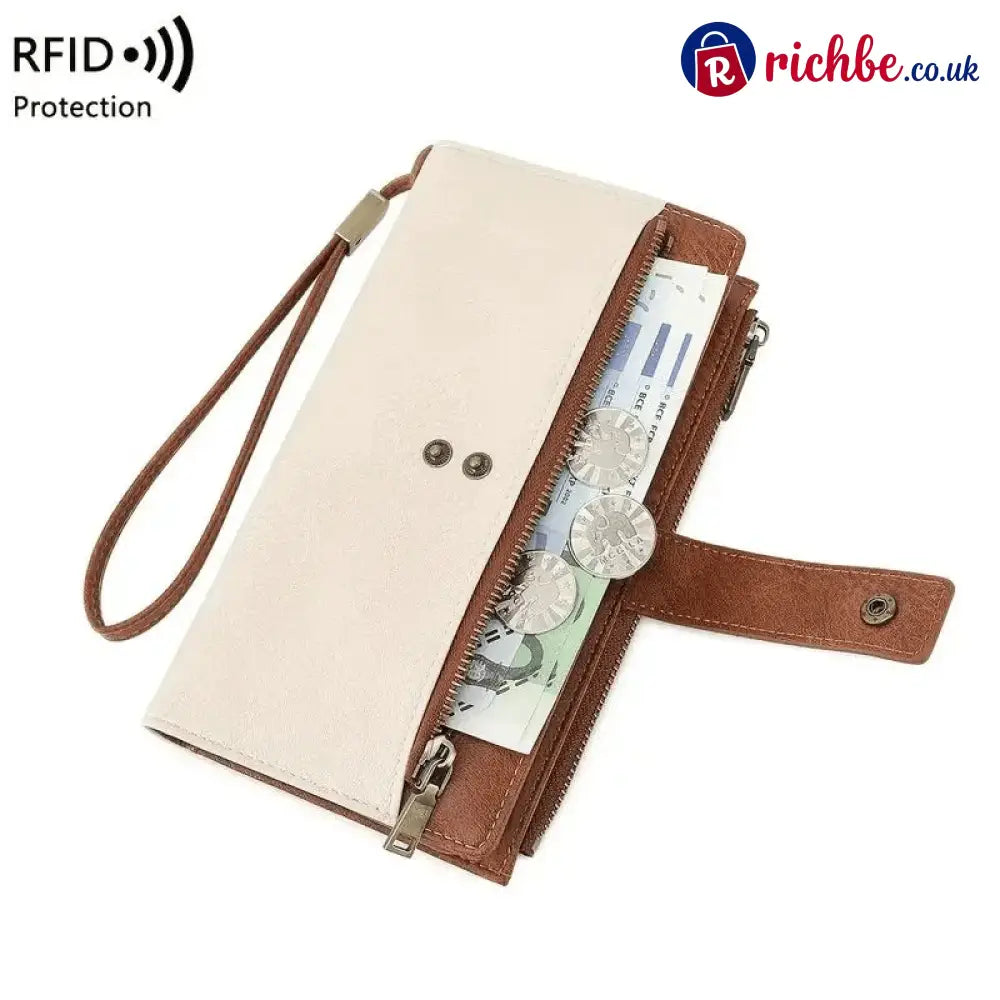 Women’s long wallet stylish clutch elegant solid color RFID blocking leather wallet👛