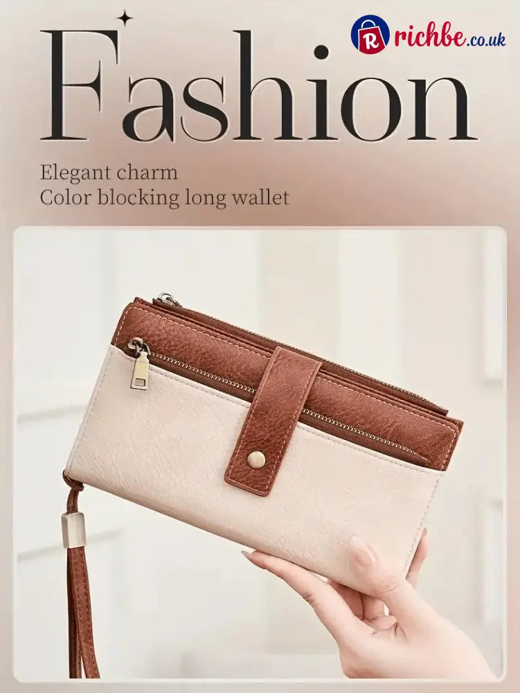 Women’s long wallet stylish clutch elegant solid color RFID blocking leather wallet👛
