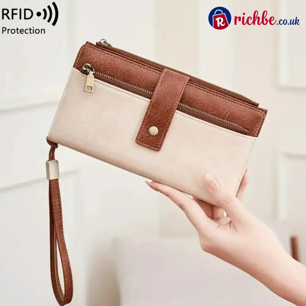 Women’s long wallet stylish clutch elegant solid color RFID blocking leather wallet👛
