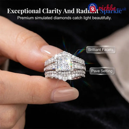 💎 Women’s Princess Cut Cubic Zirconia Filled Ring ✨ - Clothing & Accessories