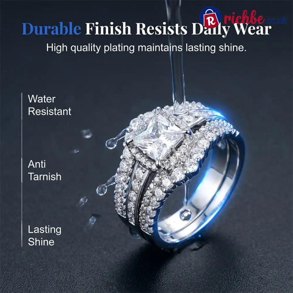 💎 Women’s Princess Cut Cubic Zirconia Filled Ring ✨ - Clothing & Accessories