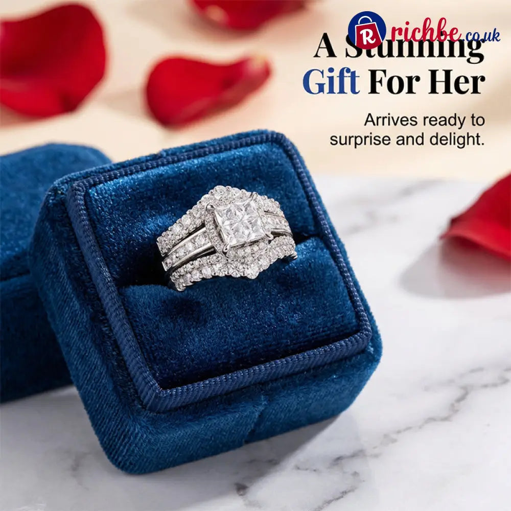 💎 Women’s Princess Cut Cubic Zirconia Filled Ring ✨ - Clothing & Accessories