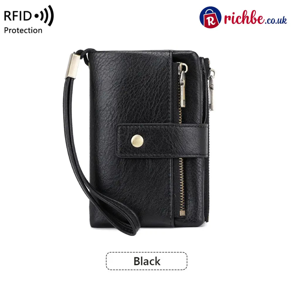 Women’s RFID Blocking Leather Wallet - Short / Black