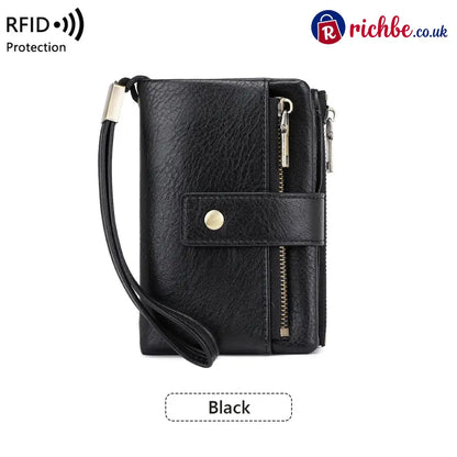 Women’s RFID Blocking Leather Wallet - Short / Black