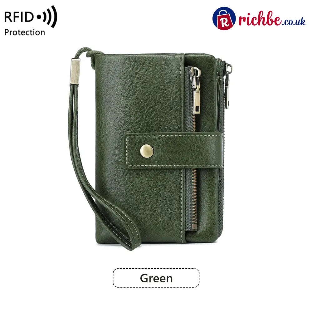 Women’s RFID Blocking Leather Wallet - Short / 🔥Green