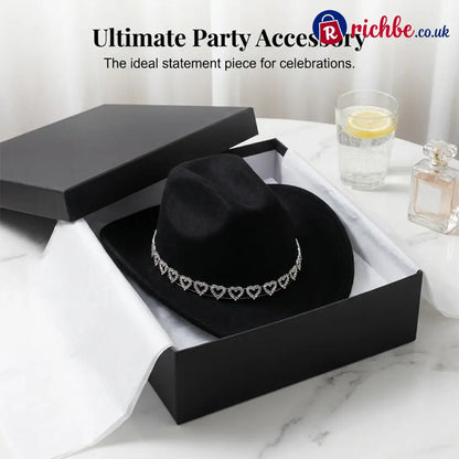 👒 Women’s Rhinestone Heart Cowboy Hat Elegant French Jazz Fedora❤️ - Clothing & Accessories