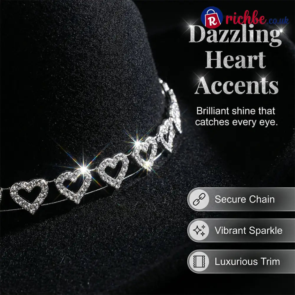 👒 Women’s Rhinestone Heart Cowboy Hat Elegant French Jazz Fedora❤️ - Clothing & Accessories