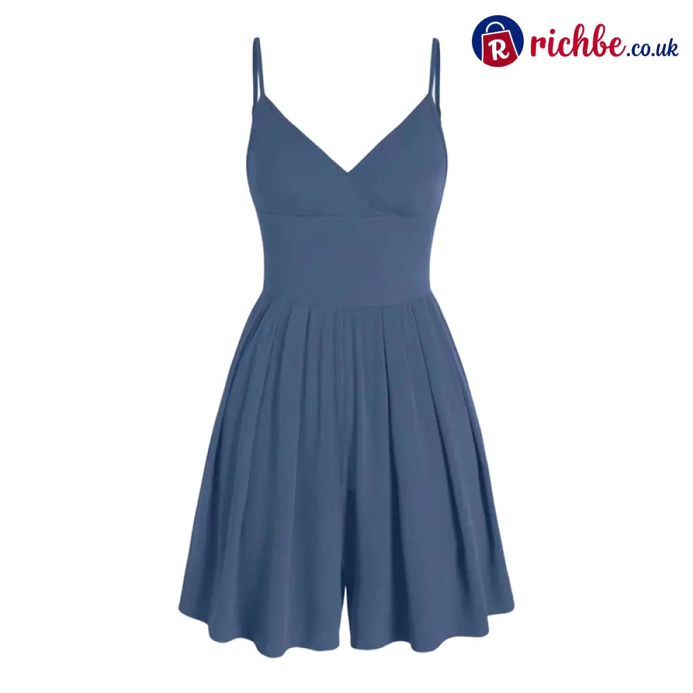 💕 Women‘s Ribbed Knit Romper – Breathable & skin-friendly - Blue 🔥 / S/ UK6 - Hot Selling