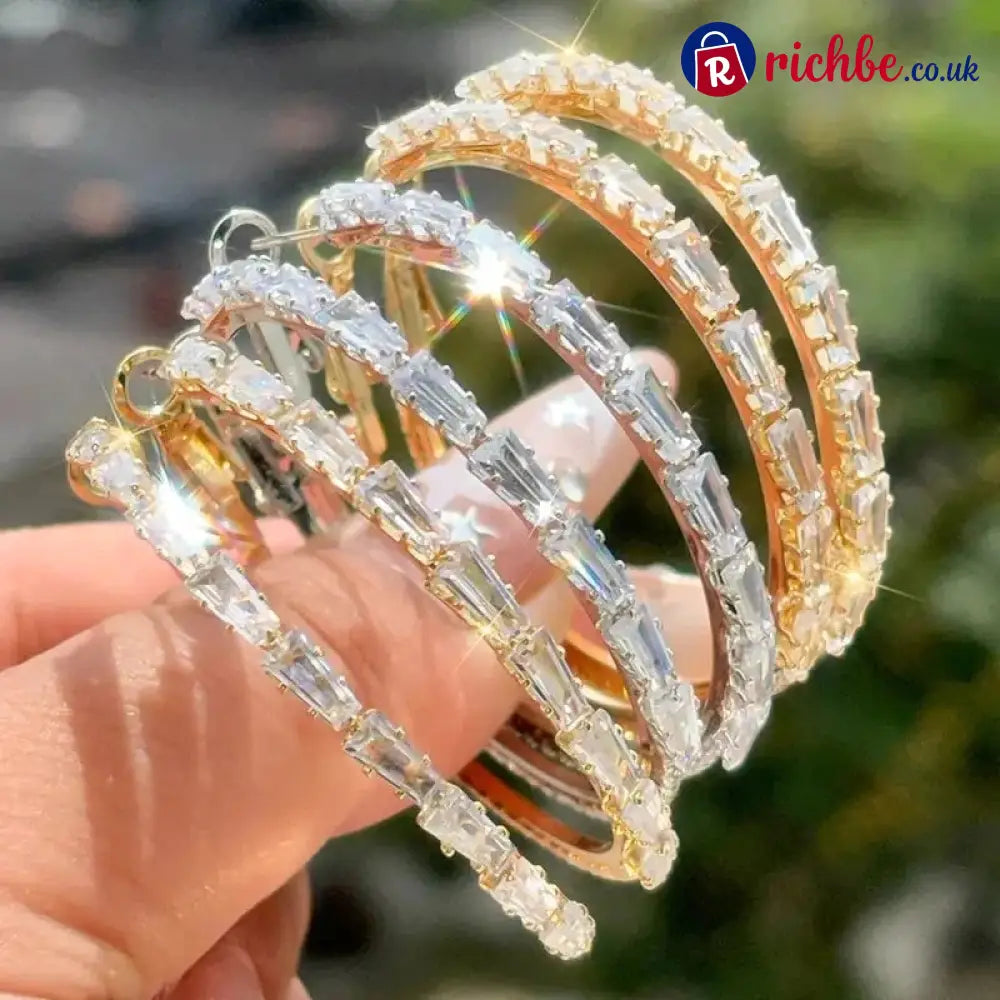 💎 ✨ Women’s Sparkling CZ Hoop Earrings – Micro-Paved Lightweight Copper & Bold Design – Elegant Versatile & Perfect