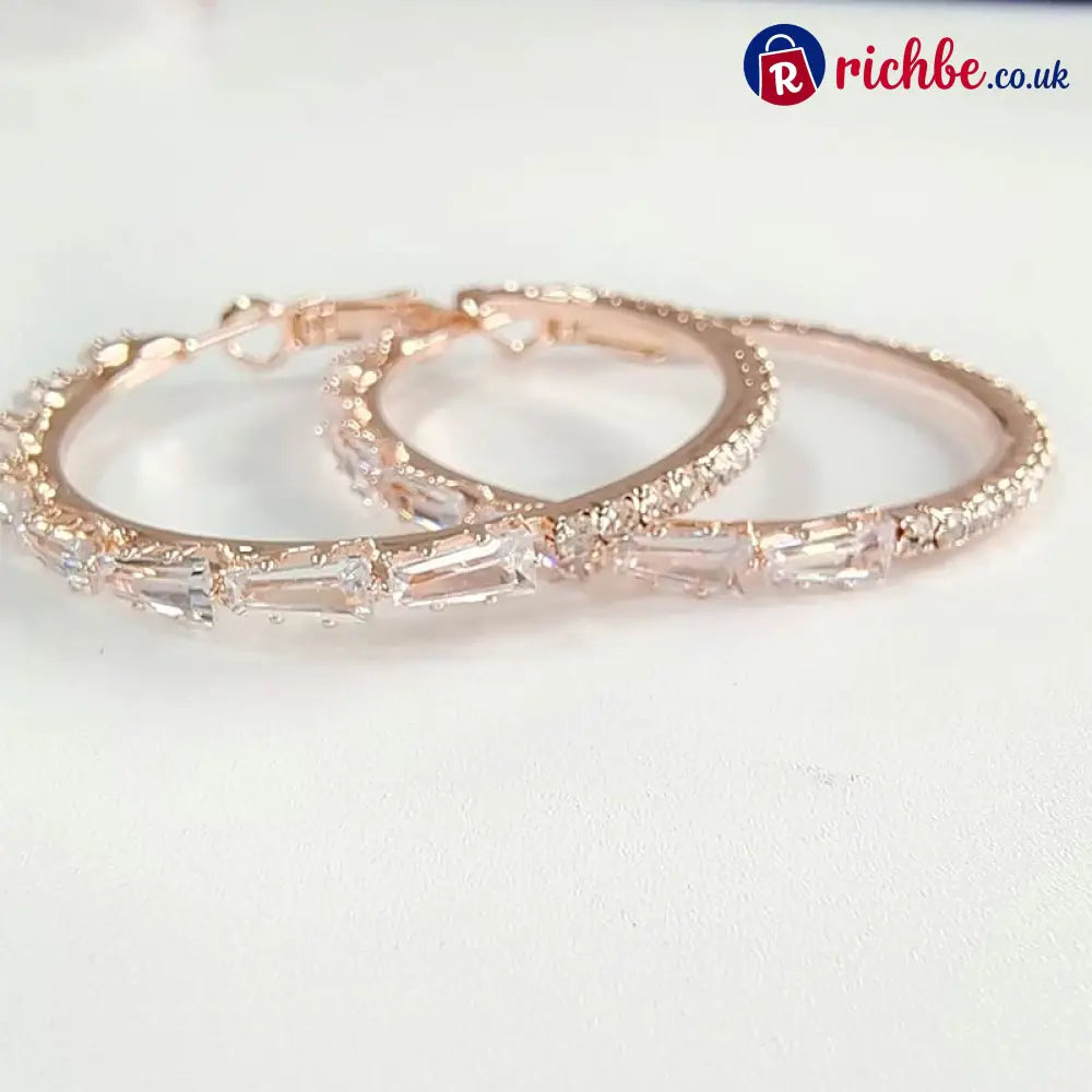 💎 ✨ Women’s Sparkling CZ Hoop Earrings – Micro-Paved Lightweight Copper & Bold Design – Elegant Versatile & Perfect