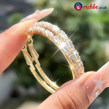 💎 ✨ Women’s Sparkling CZ Hoop Earrings – Micro-Paved Lightweight Copper & Bold Design – Elegant Versatile & Perfect