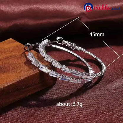 💎 ✨ Women’s Sparkling CZ Hoop Earrings – Micro-Paved Lightweight Copper & Bold Design – Elegant Versatile & Perfect