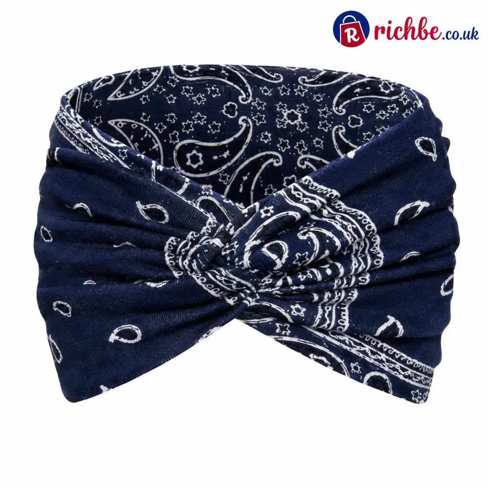 Womens Styling Retro Printed Headband - 🔥 - Navy Blue