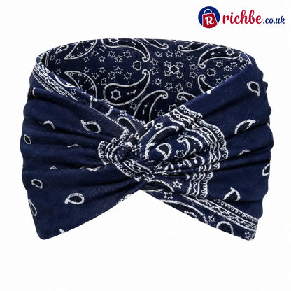 Womens Styling Retro Printed Headband - 🔥 - Navy Blue