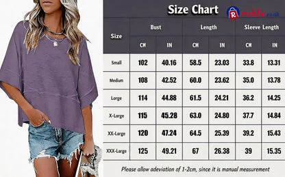Women’s Summer Casual Crewneck Batwing Half Sleeve T-Shirts Solid Color Loose Fit Cute Basic Flowy Tops Tees Blouses