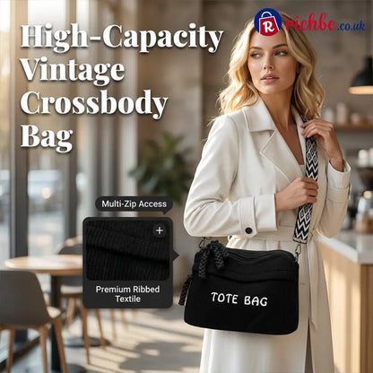 ✨🔥Women’s Vintage Large-Capacity Crossbody Bag - Black - Clothing & Accessories