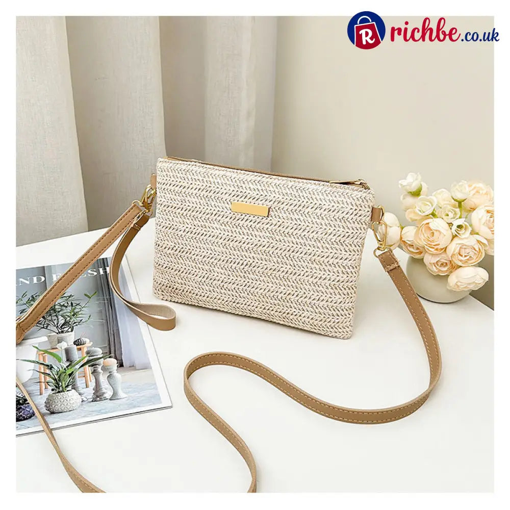 Women’s Woven Straw Shoulder Clutch Bag 💖 - Yellow - Clothing & Accessories
