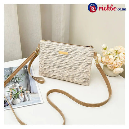 Women’s Woven Straw Shoulder Clutch Bag 💖 - Yellow - Clothing & Accessories