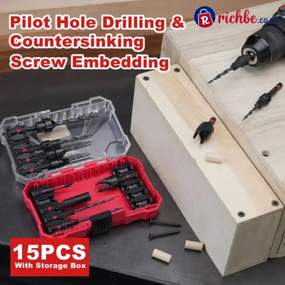 🛠️ Wood Countersink Drill Bit Set with 1/4’’ Hex Shank – Precision Woodworking Tool Kit
