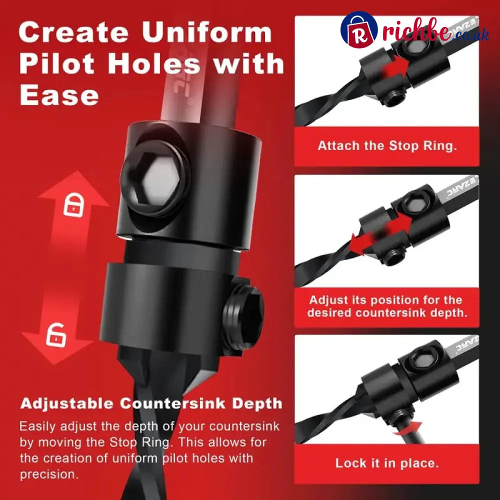 🛠️ Wood Countersink Drill Bit Set with 1/4’’ Hex Shank – Precision Woodworking Tool Kit