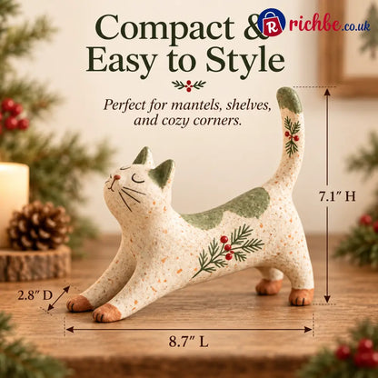 🐈🎄 Woodland Christmas Cat Figurine--a cosy little woodland friend for your holiday home