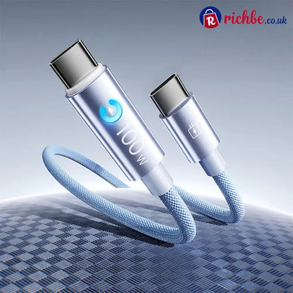💥World Famous 5x Sold Out🔥Charge Any Device Instantly! No-Overcharge 100W Braided Cable - Blue / 1m (3.3 feet) - ?Hot