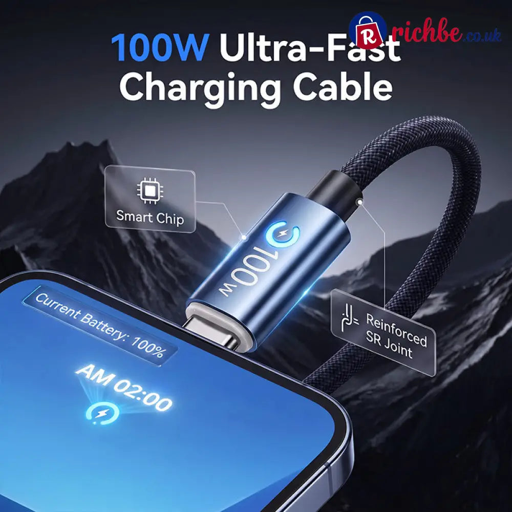 💥World Famous 5x Sold Out🔥Charge Any Device Instantly! No-Overcharge 100W Braided Cable - ?Hot Products?